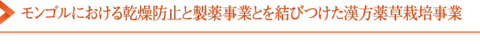 活動レポート2～乾燥防止と製薬事業とを結びつけた簡保薬草栽培事業